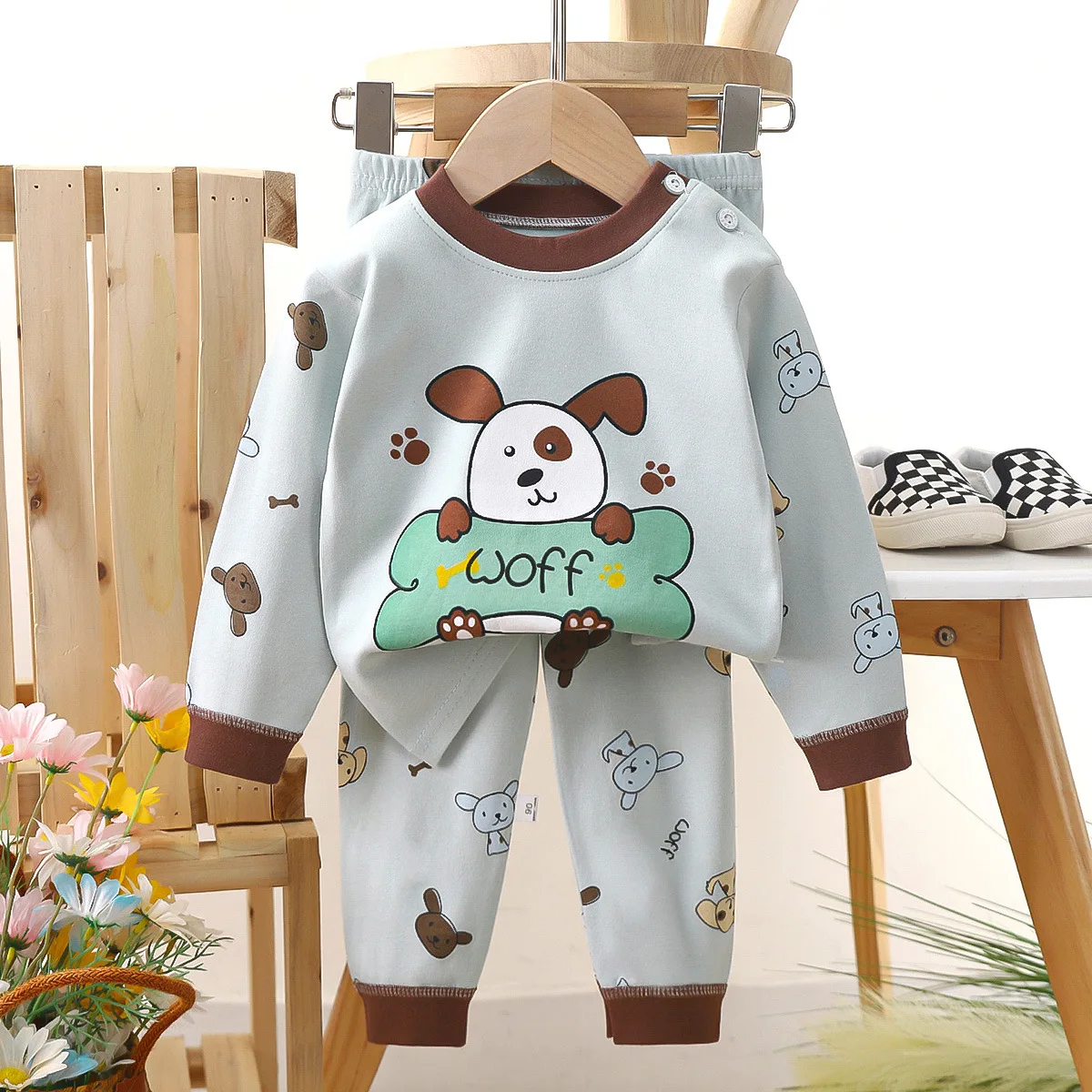 Spring Toddler Girl Clothes Boys Sets Clothing Casual Cartoon Cute Stripe Cotton Long Sleeve Baby Tops+Pants Kids Outfits BC479