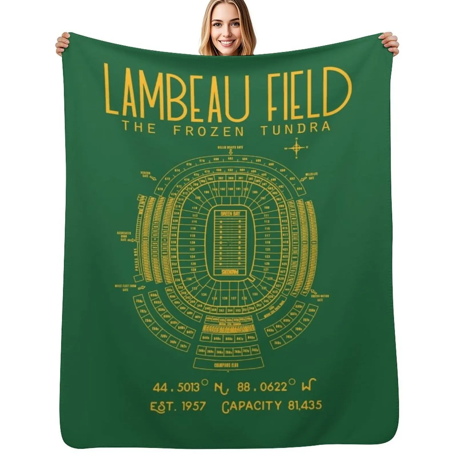 Green Bay Packers Lambeau Field Stadium Плакат с принтом Плед Тяжелый диван Переездные одеяла