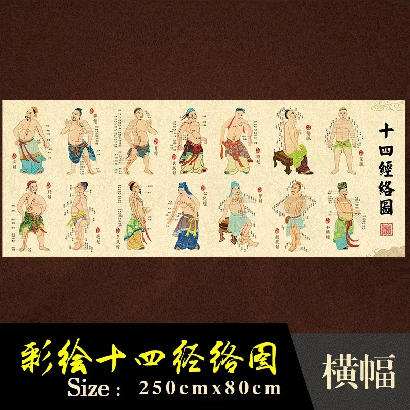 Traditional Human Body Points Wall Charts and Paintings on Large Wall Charts of Human Meridians and Collaterals Acupoints