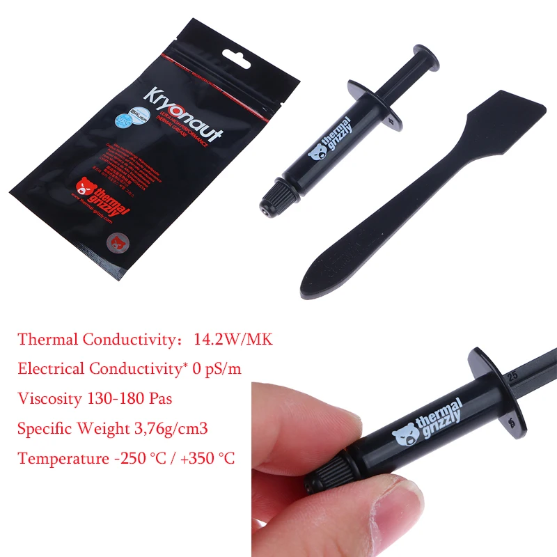 

1PC 1g Thermal Grizzly Kryonaut Extreme KE Thermal Paste for CPU/GPU Cooler Large Capacity Compound Cooling Silicone Grease