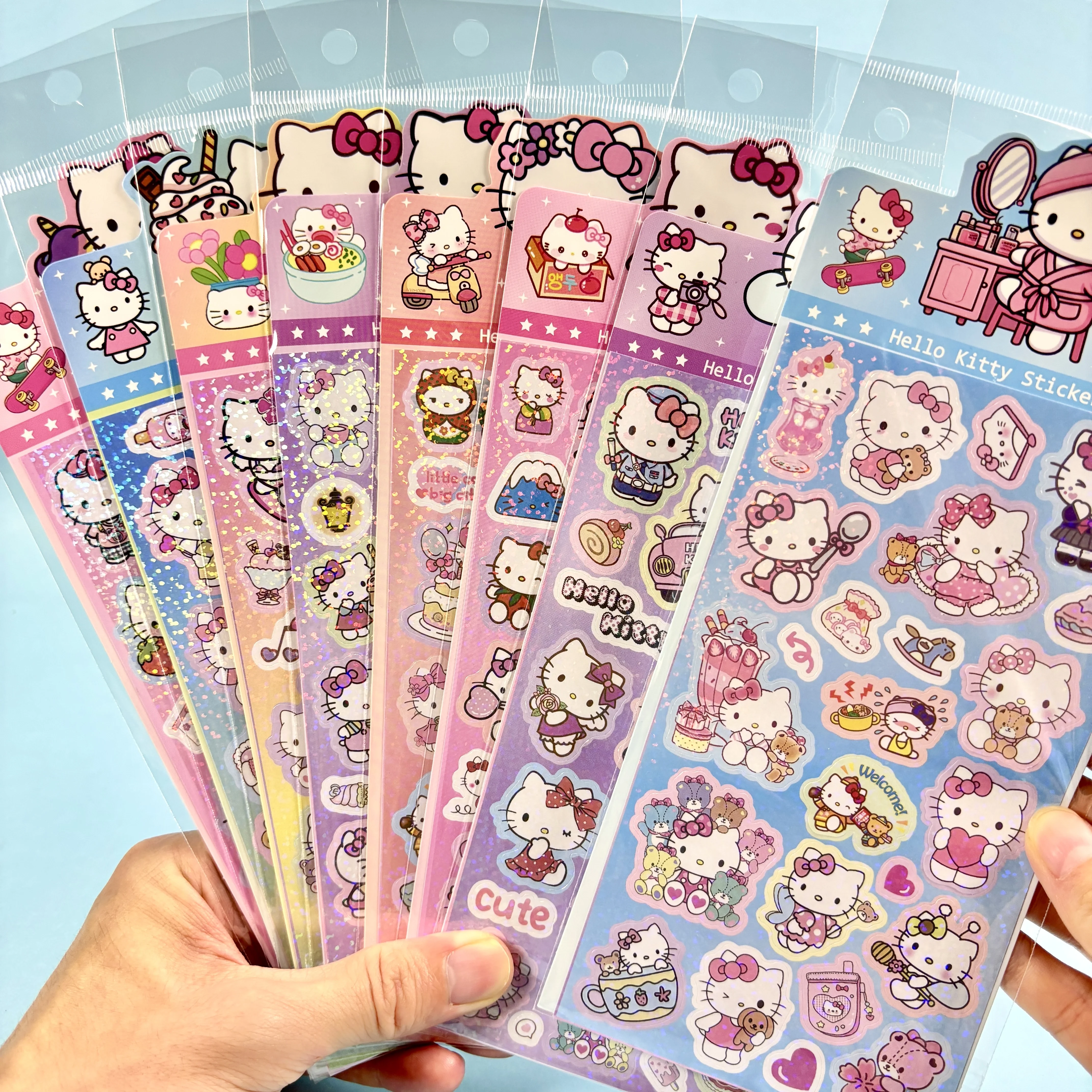 

10/20/60/100pcs Sticker Cute Hellokitty Sticker Laser Cartoon Girl Kids Gifts Decals Hand Account Stationery Wholesale Toy