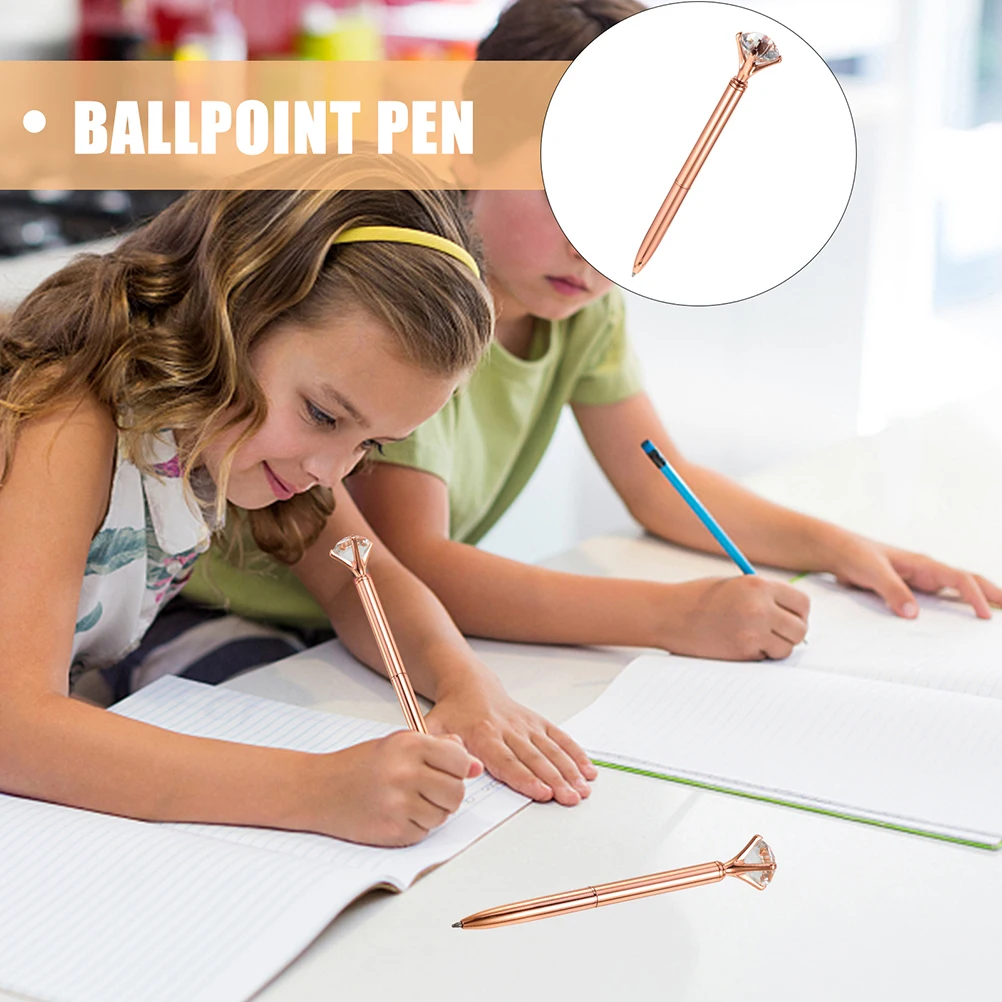 

5 Pcs Big Diamond Ballpoint Pen Unique Rhinestone Metal Portable Multi Function Daily Use Writing Tool Students Office Home