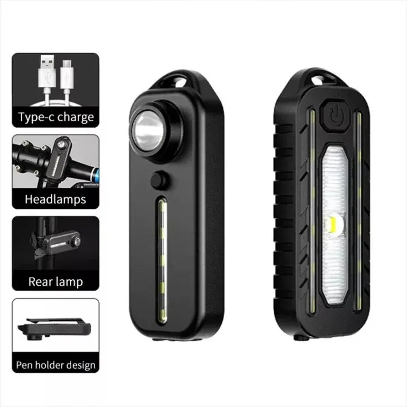 Portable Outdoor Sport Light Night Cycling Headlight Taillight 4gear Multi-function Riding Warning Light LED Rear Bike Lights