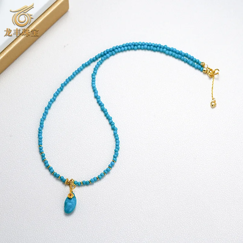 Turquoise Beautiful Pine Seed Material Pendant Necklace Women New Style Versatile Collarbone Chain