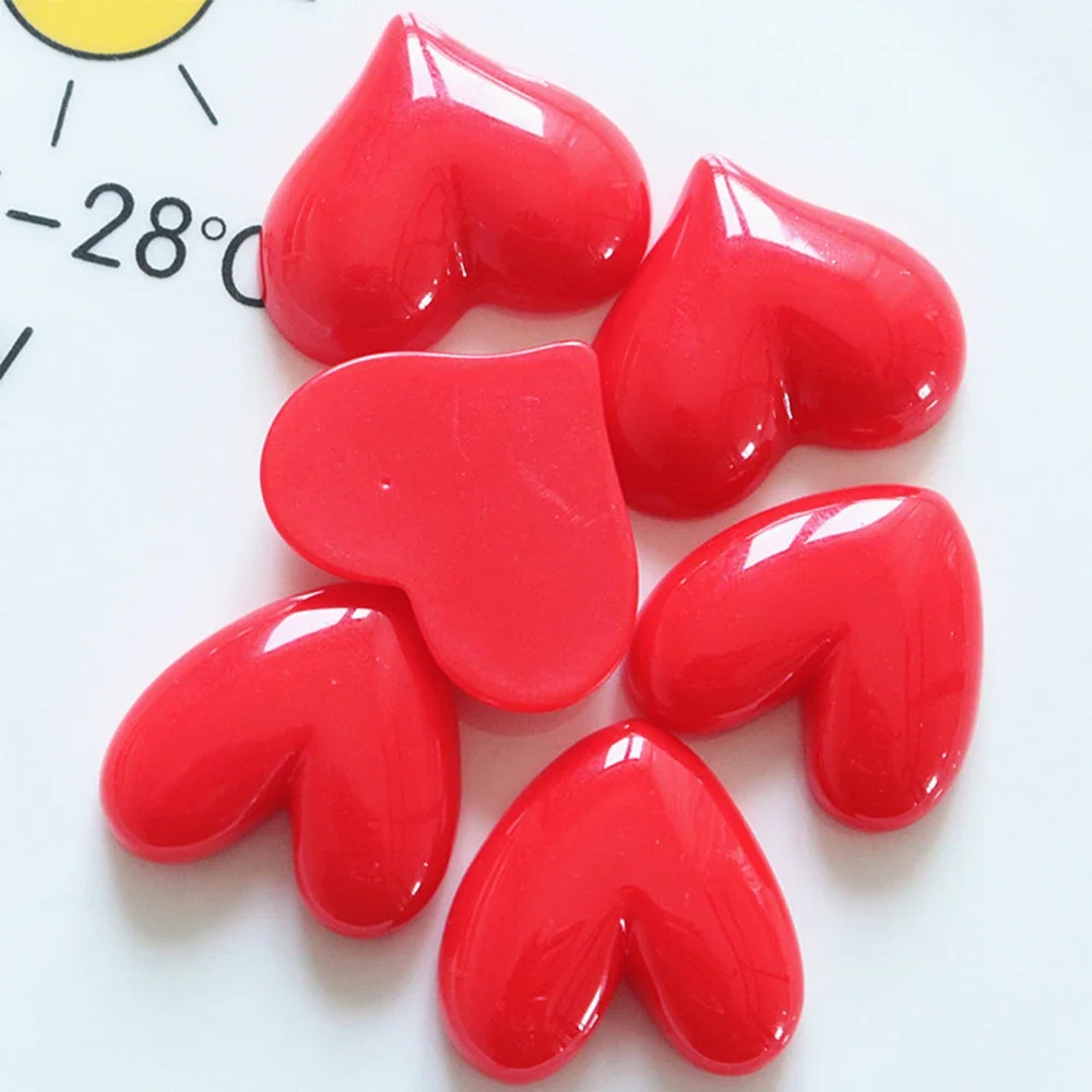 Miniatura Resina Plana Voltar Cabochões, Brilhante Série Coração Vermelho, Hairpin Scrapbooking, DIY Home Decor, Acessórios Artesanais, 10Pcs