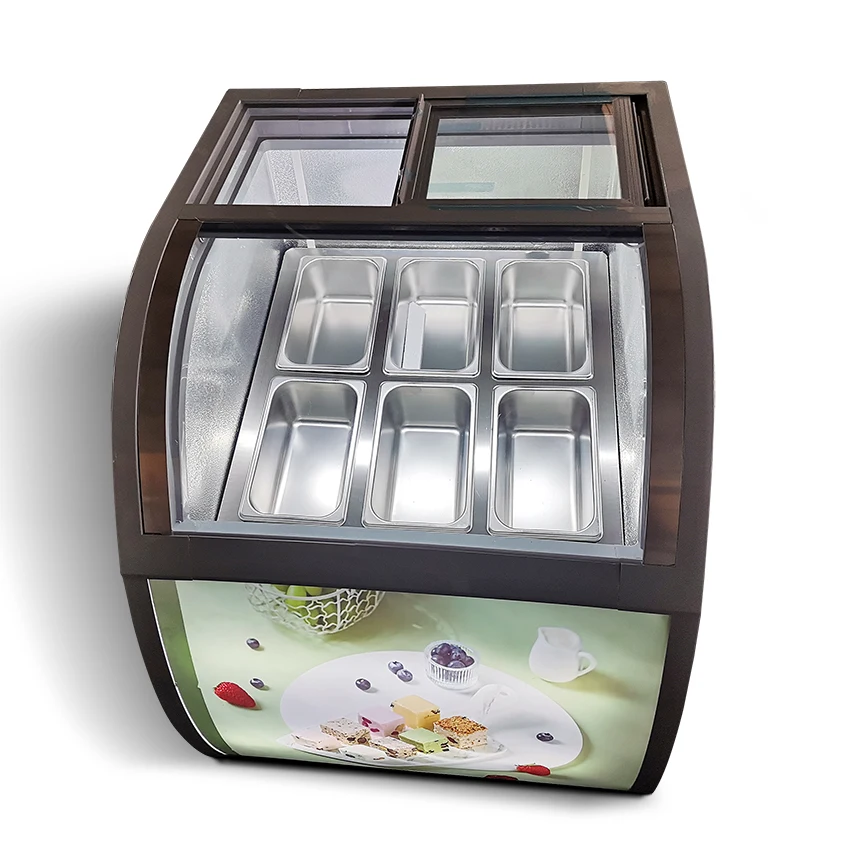 

%a Counter Gelato barrels and square pans Ice Cream direct cooling Refrigerator Display Showcase