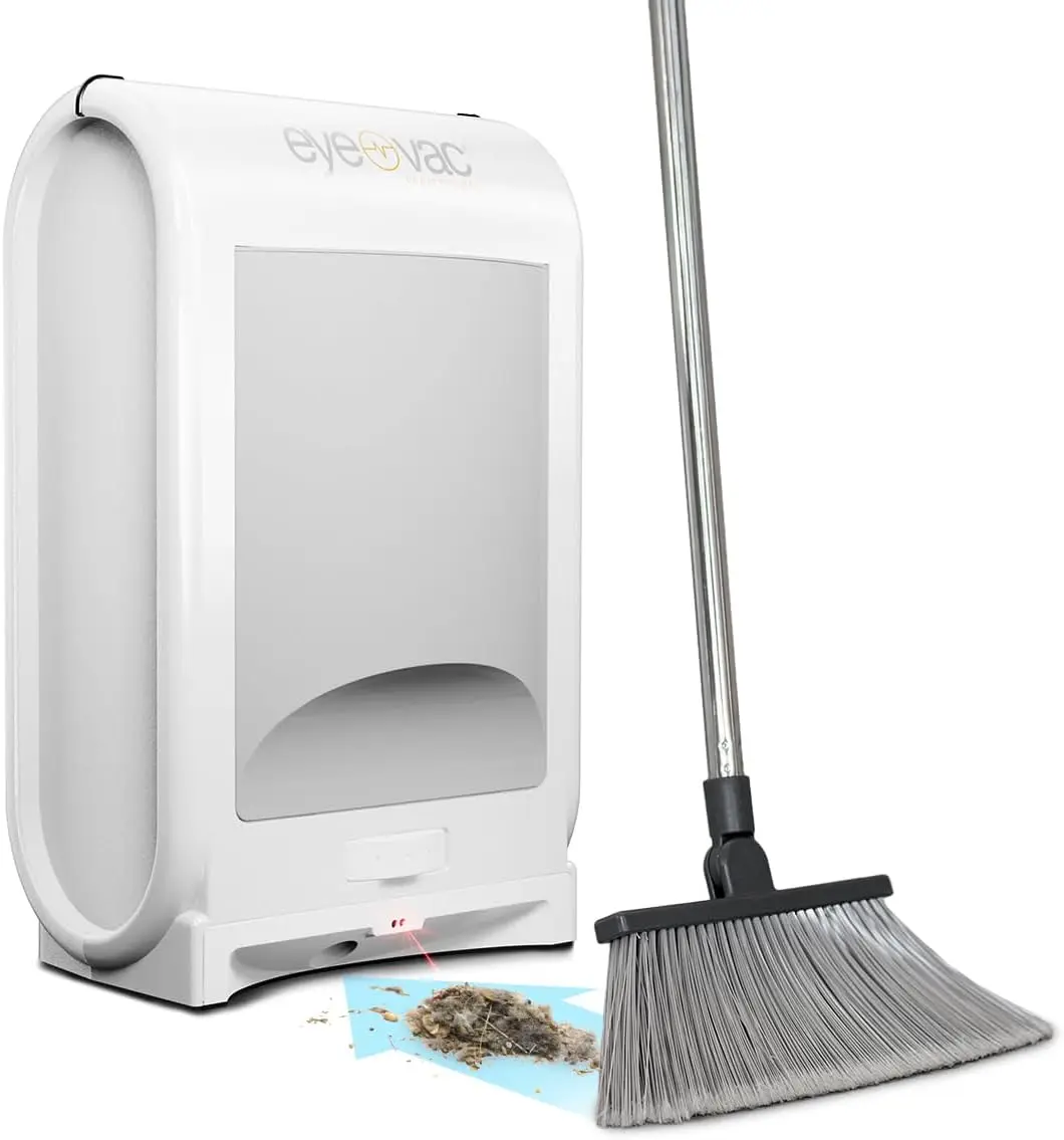 EyeVac Pro Touchless Vacuum Automatic Dustpan, Great for Salon Pet Hair Food Dirt Kitchen, Corded Canister, Bagless,1400 W,White