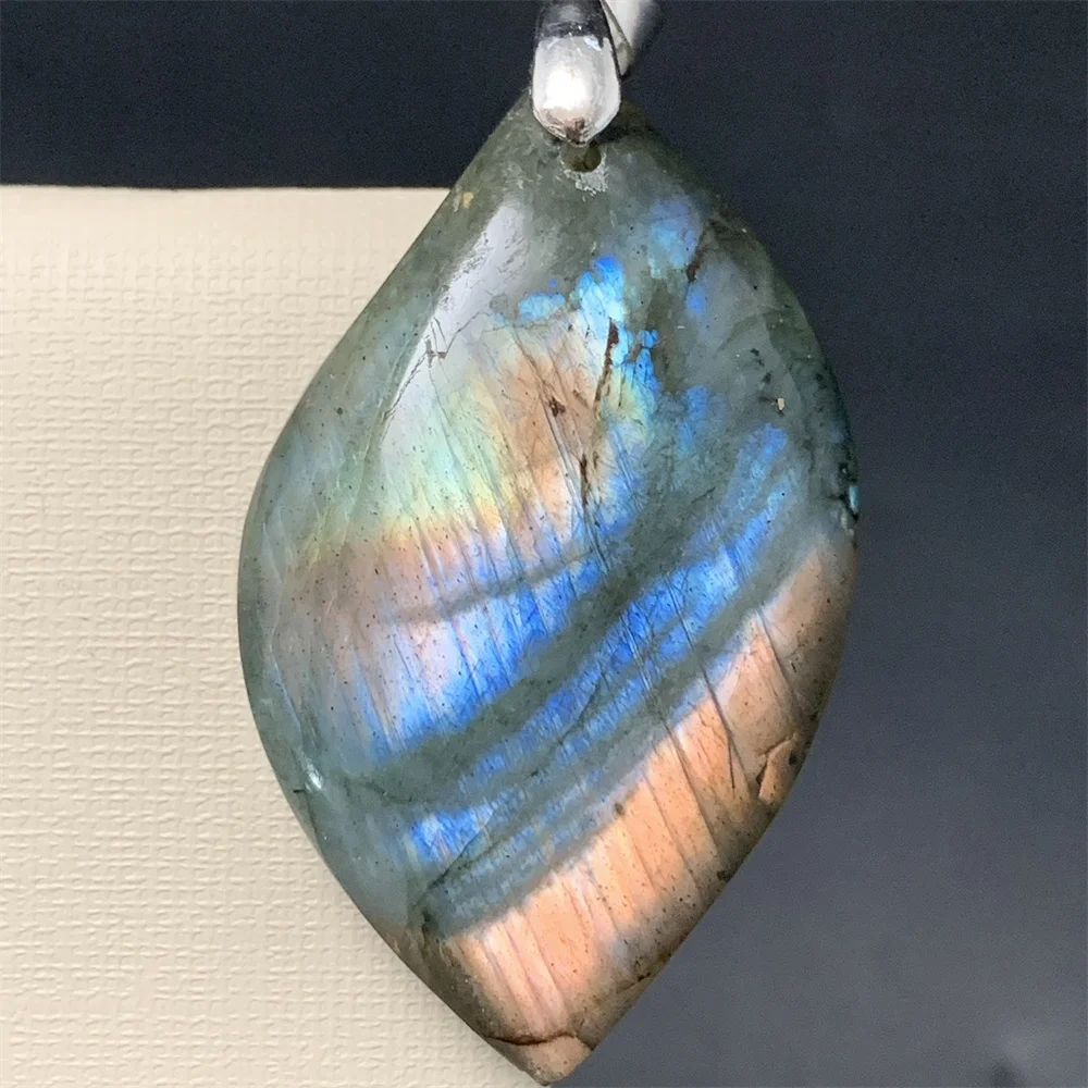 

Natural Purple Light Labradorite Necklaces NO Chain Women Yellow Blue Orange Light Labradorite Pendant Heal Bead Labrador Stones