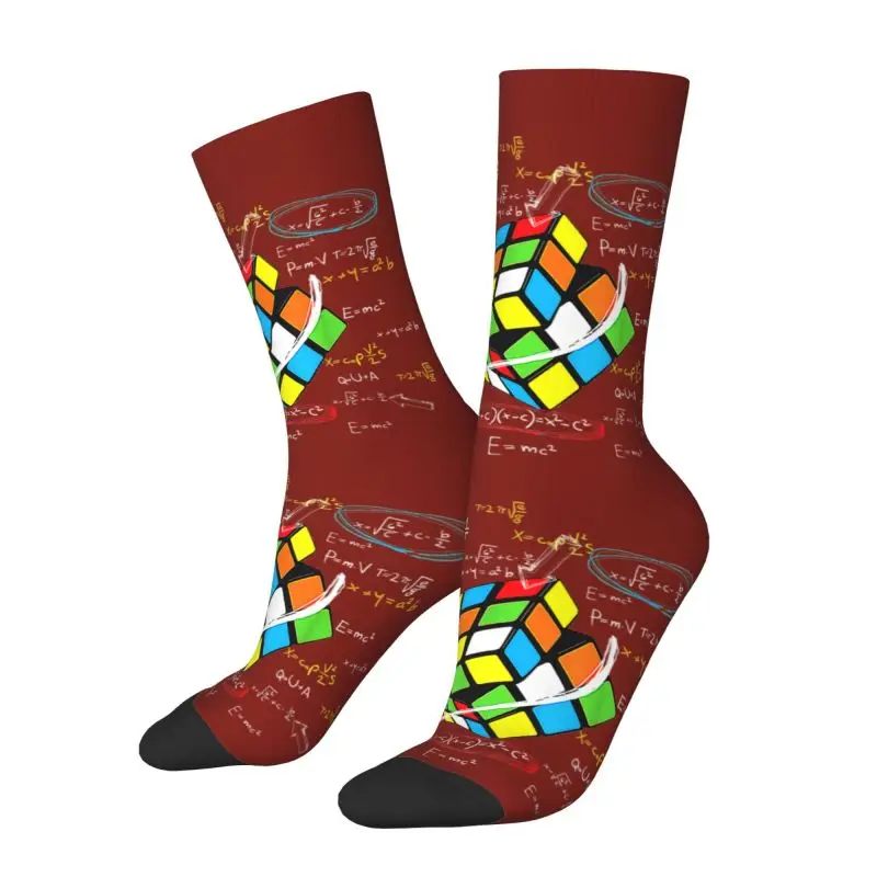 Math Rubik Rubix Cube Caps Dress Socks for Men Women Warm Fashion Crew Socks