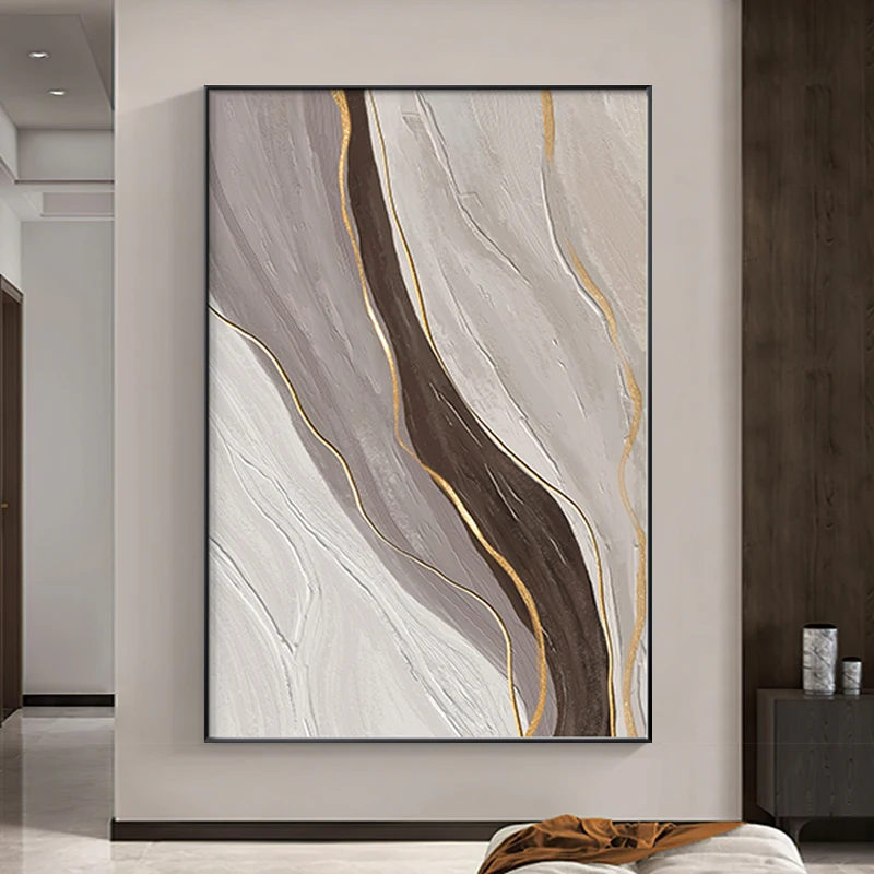 

Frameless Abstract Oil Painting and Modern Wall Art Line Texture Hand Painted Oil Painting on Canvas Decoration Salon Nordic