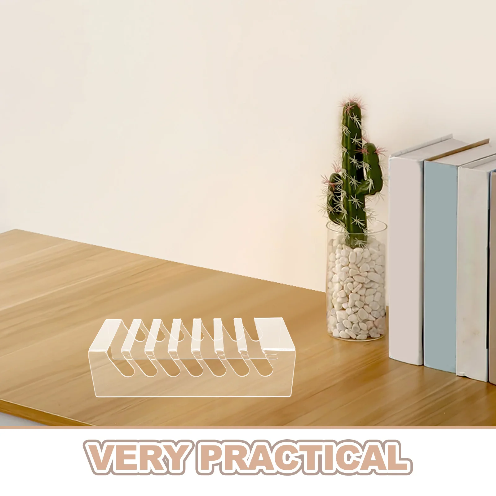 7 Slots Phone Storage Box Transparent Acrylic Desktop Organizer For Cell Phones Tablets Classroom Office Desk Display Stand