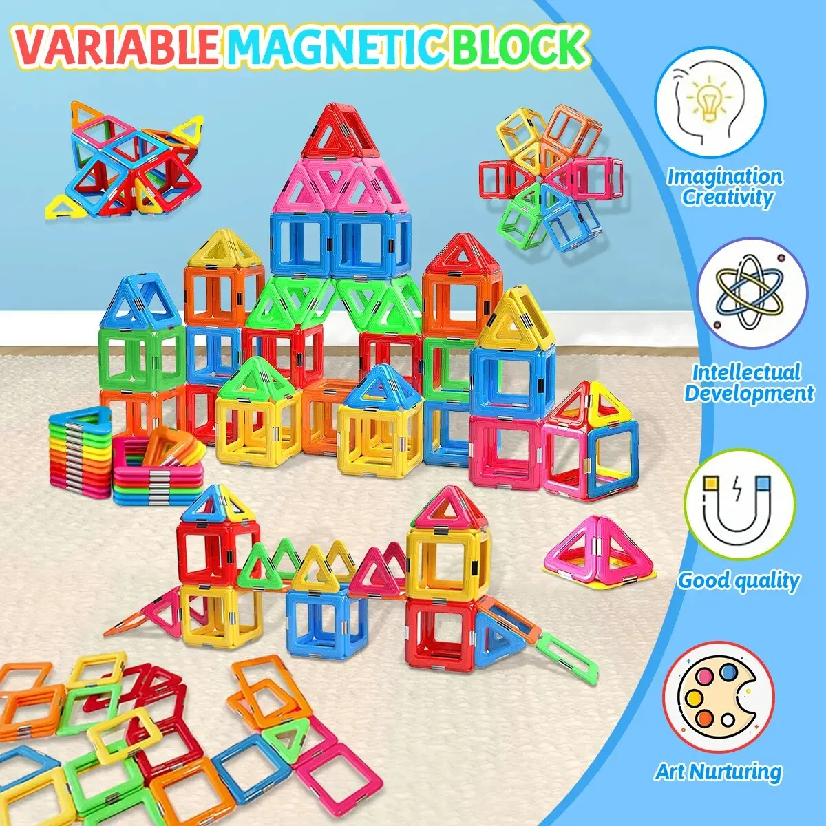 Strong Magnetic Building Blocks Big Size DIY Magnets Educational Toys for Kids Designer Construction Set Gifts for Children Toys