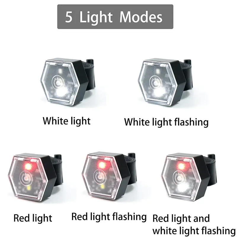 5 Modes Flashlight Bicycle Headlight Bike Warn Light USB Rechargeable Outdoor Warn Light for Helmet Backpack Running Accessories