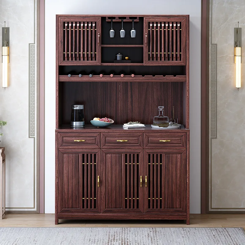 Ebony All Solid Wood Bookcase Locker Wine Cabinet Bookshelf Grocery Cabinet Storage