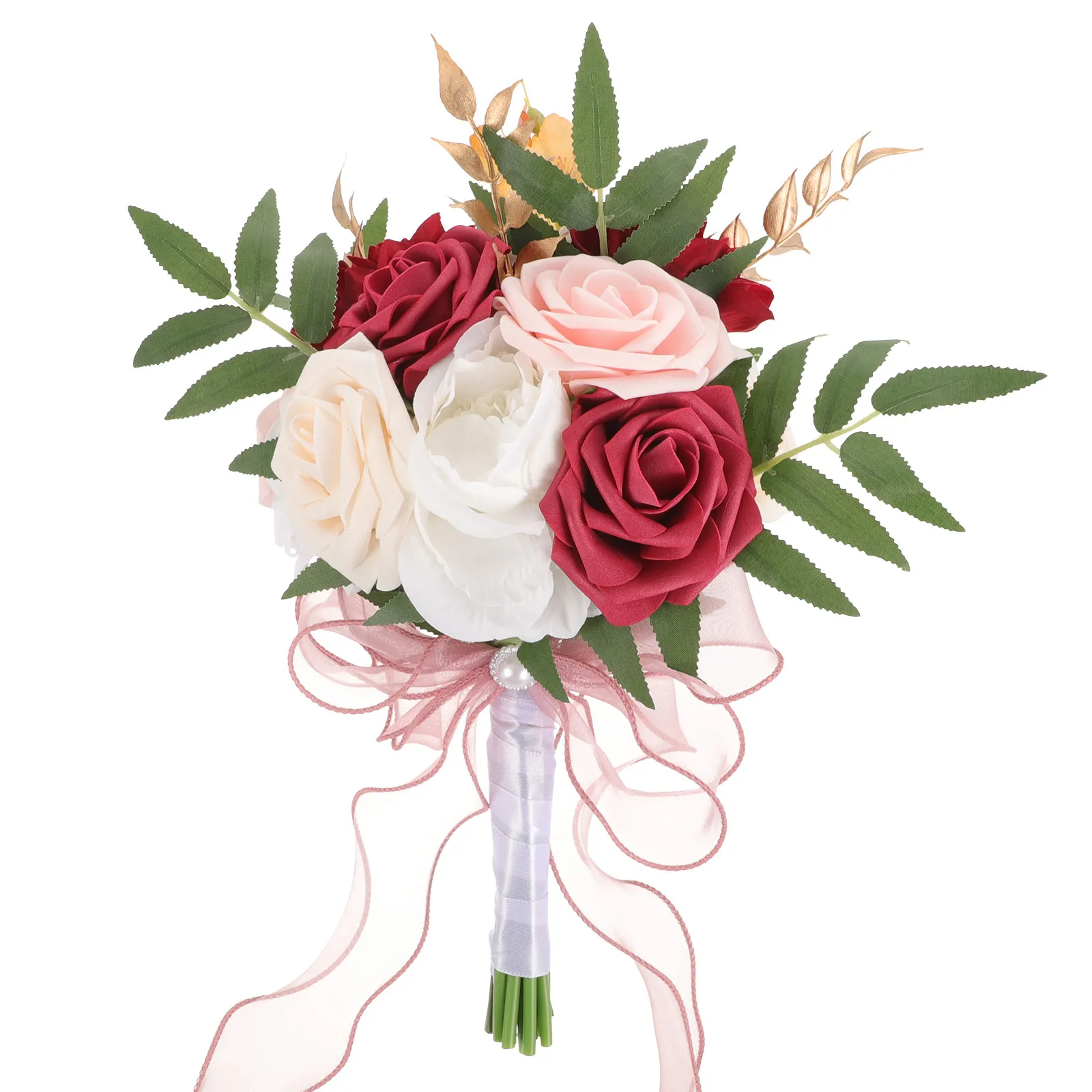 Plastic Artificial Bridesmaid Bouquet Realistic Flowers Wedding Reception Decoration Romantic Party Table Centerpieces