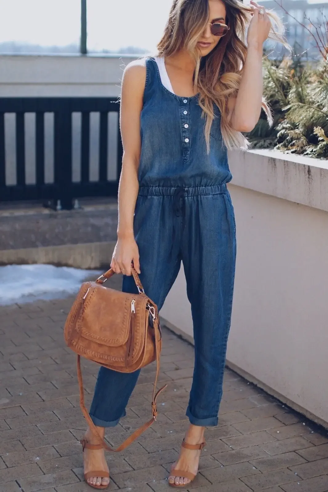 TEELYNN Boho Casual Loose Jumpsuits Women 2024 Beach O-neck Sleeveless Maxi Summer Jumpsuit Vintage Solid Cotton Female Overalls