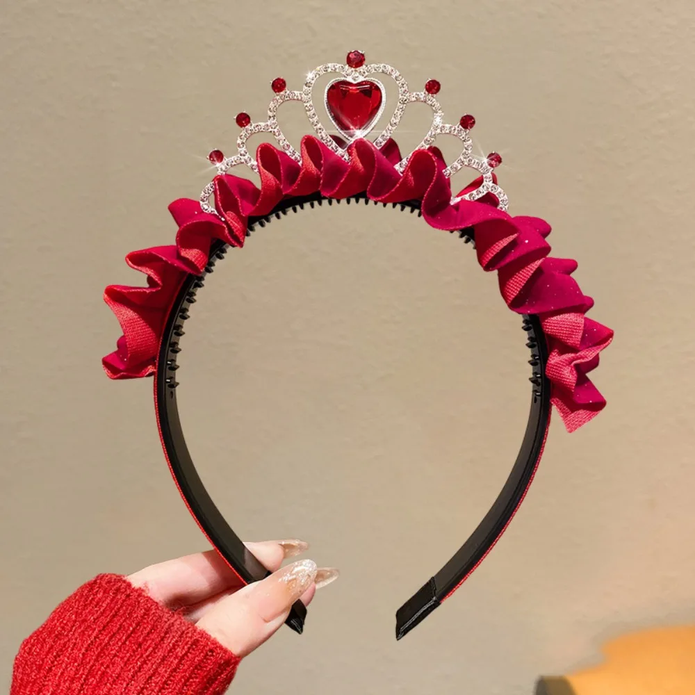 

Обруч для волос Новогодняя повязка на голову с цирконием и стразами Новогодний красный головной убор Тан Костюм Обруч для волос Аксессуары для волос Праздничная повязка для волос