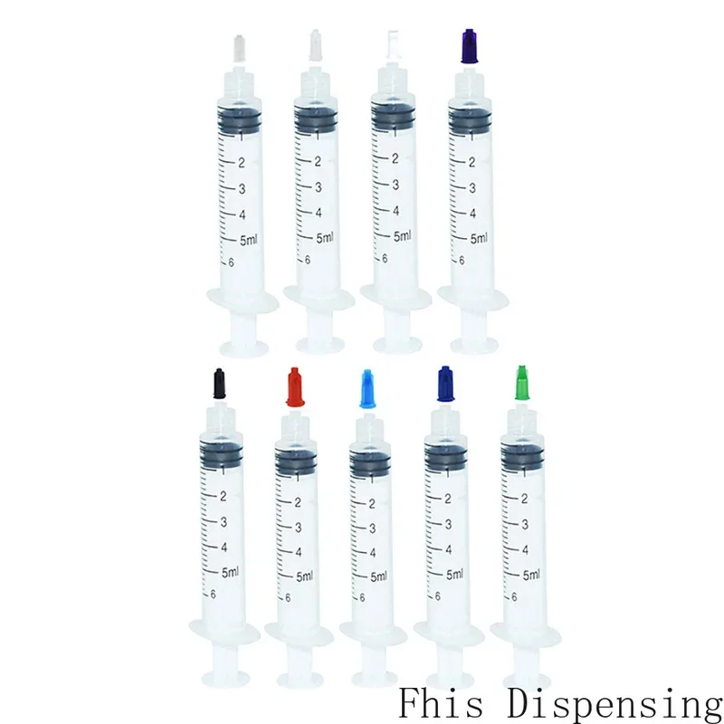 Transparent Color Cap Pack of 8 5cc/5ml Glue Dispensing Syringe Tip