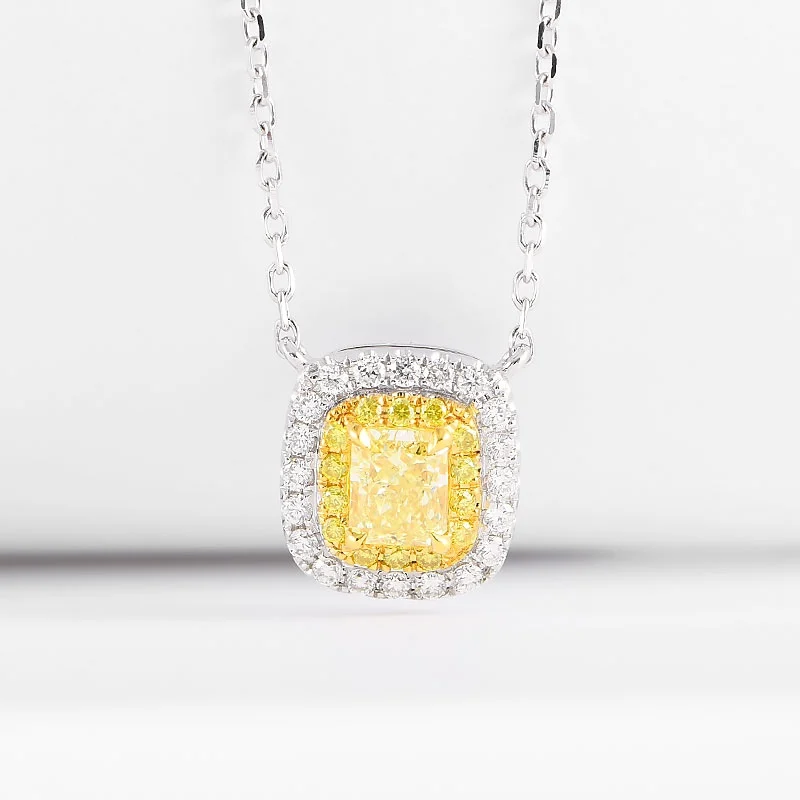 

Meisidian 0.31 Carat 18K White Gold SI 100% Natural Fancy Yellow Diamond Pedant Necklaces