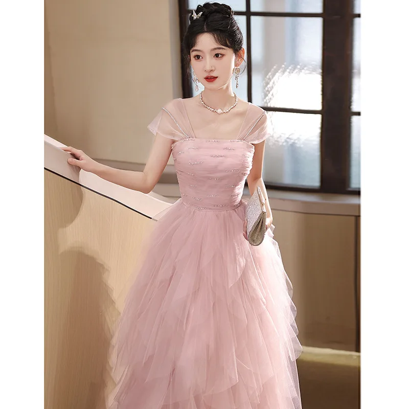 15 year old quinceanera dresses Evening gown light luxury niche high-end pink graduation fairy style long skirt coming of age