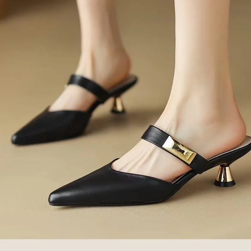 2024Womens Spring New Sexy Pointed PU Waterproof Womens Shoes Outdoor Leisure Comfortable Banquet Party Dress Women's High Heels