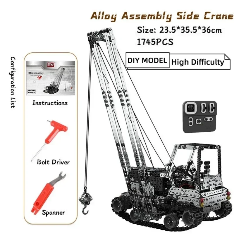 DIY 금속 RC 크레인 전동 호이스트 트럭 자동차 2.4G 10채널 리모컨 중장비 크레인 스틸 조립 장난감 어린이 소년 선물