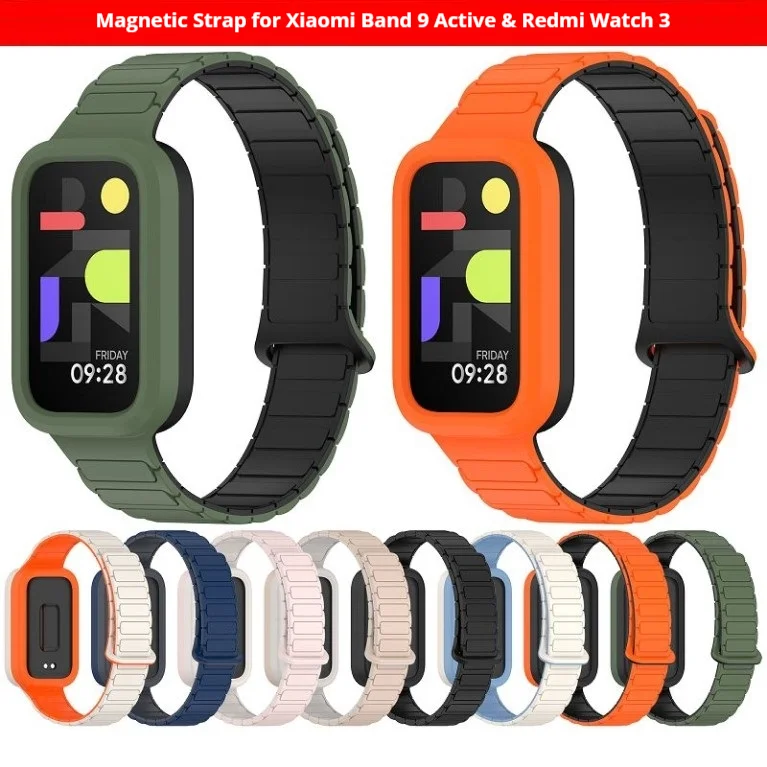 

Magnetic Watch Strap Case for Xiaomi Mi Band 9 Active Wristband Sport Silicone Bracelet Protective Cover for Redmi Watch3 Correa