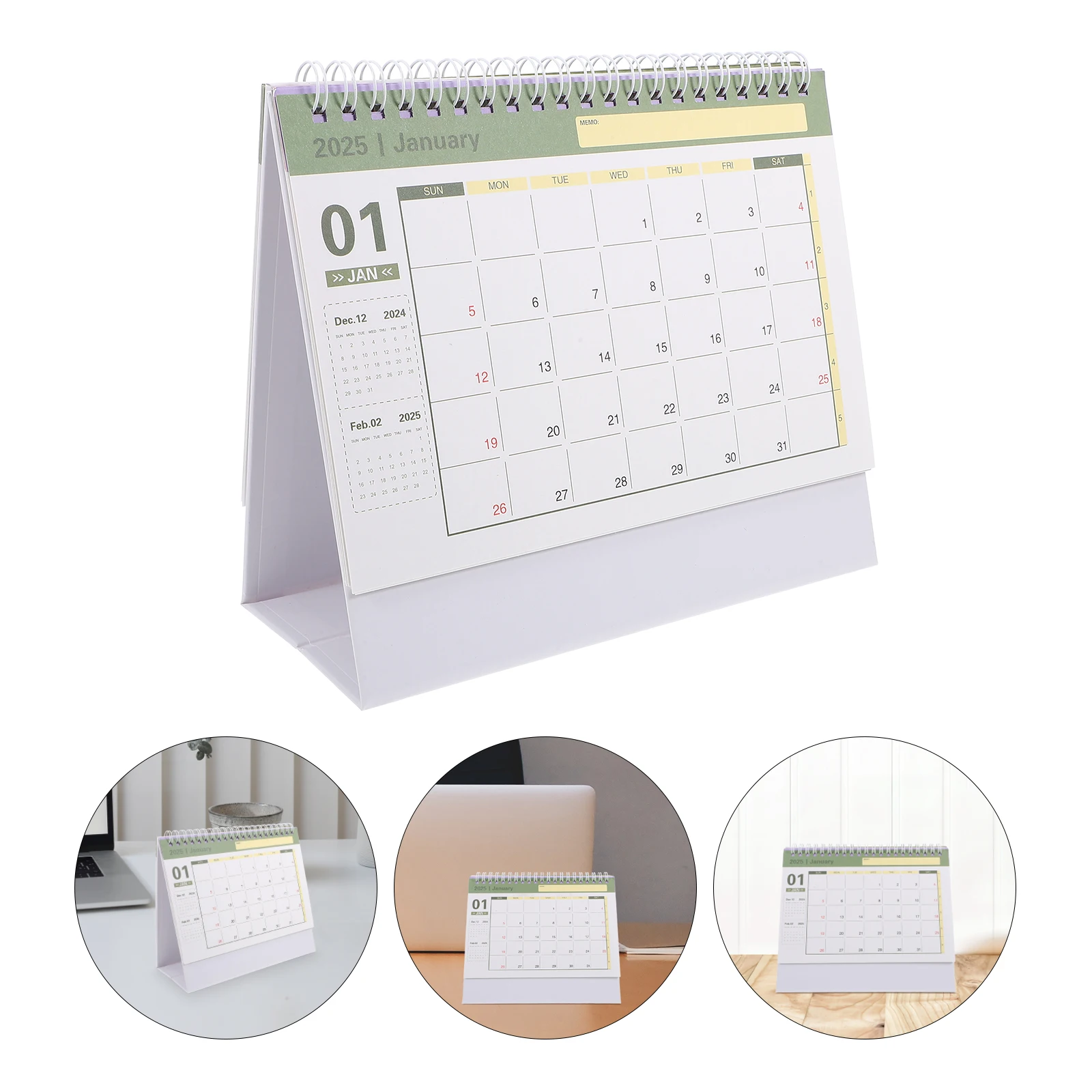 

Chic Desktop English Version Long-Lasting Portable Decorative Month For Office Home Spiral Standing Calendar Academic Office