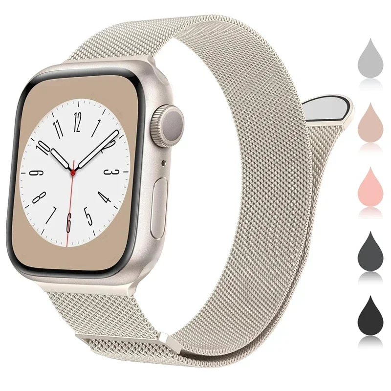 

Stainless Steel Strap For Apple Watch Band Series 10 9 8 7 6 SE 46mm 40/41mm 42/44/45mm Ultra 49mm Mesh Loop Magnetic Clasp Band