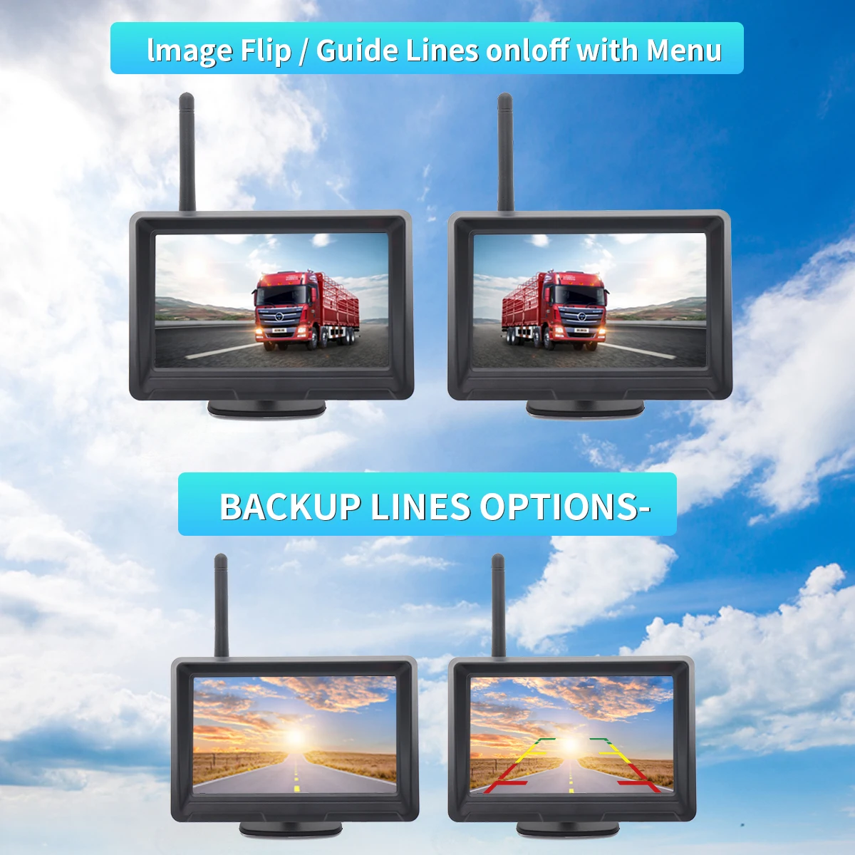 Wireless Car Rear View Cam IR Night Vision Bus Truck Reverse Camera Built in Battery 9600mah with 5 Inch Camera System