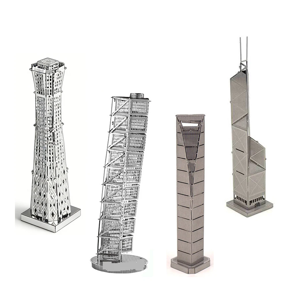 Silver Building 3D Metal Puzzle Malmo Building model DIY Laser Cut Jigsaw Model For Adult Educational Toys Desktop decoration