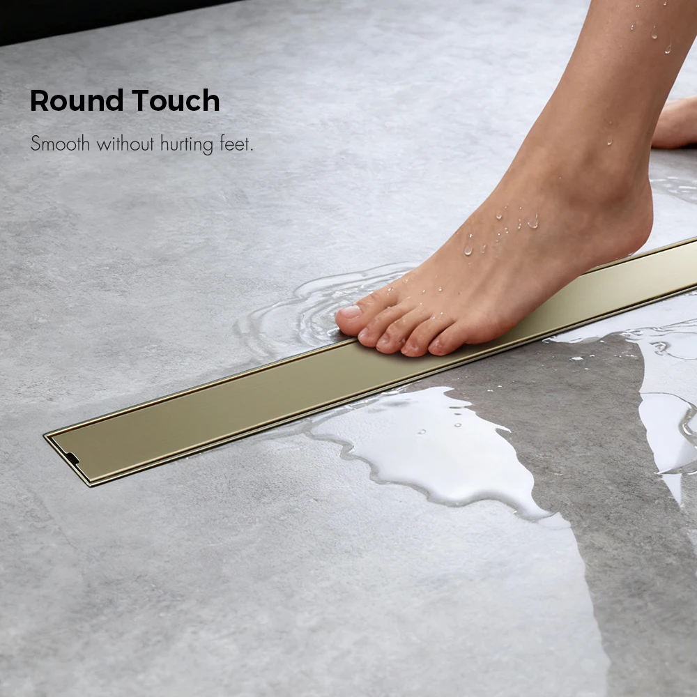 Drain Stainless Steel Tile Insert 60-90CM Deodorize rustproof Bathroom Accessories Brushed Gold Floor Drain Linear Shower