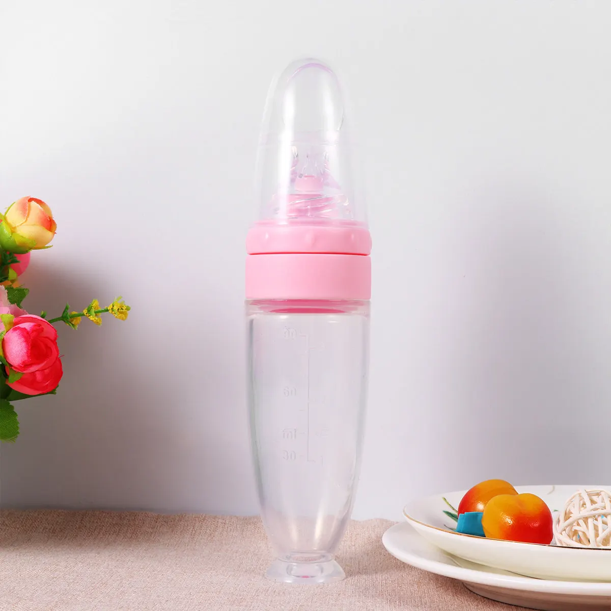 

Baby Feed Squeezing Bottle with Spoon Silicone Food Feeder for Infant Rice Paste Easy -Hand Operation Bpa-Free Feeding