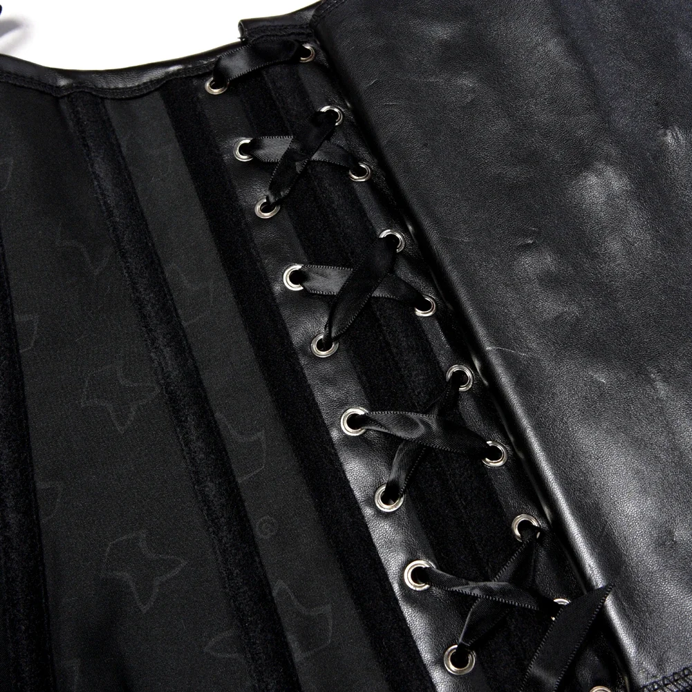 Faux Leather Underbust Corset Steampunk Steel Boned Corset Gothic Style with Metal Rings and Buckles Carnival Party Clubwear