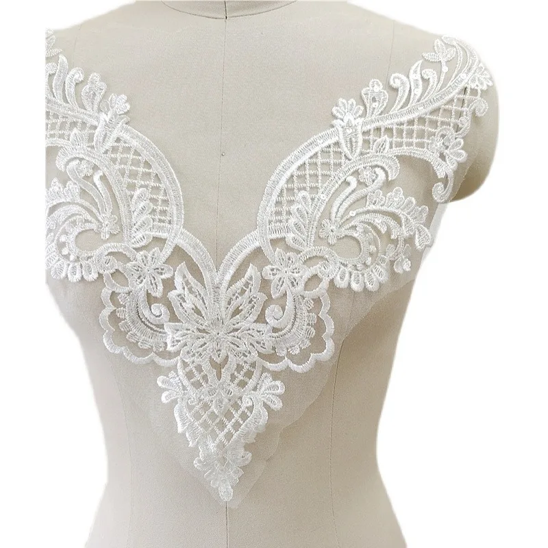 

New High-quality Fashionable Embroidery Lace Decal Sequin Mesh Handmade Wedding Dress,Performance Costume Accessories Decoration