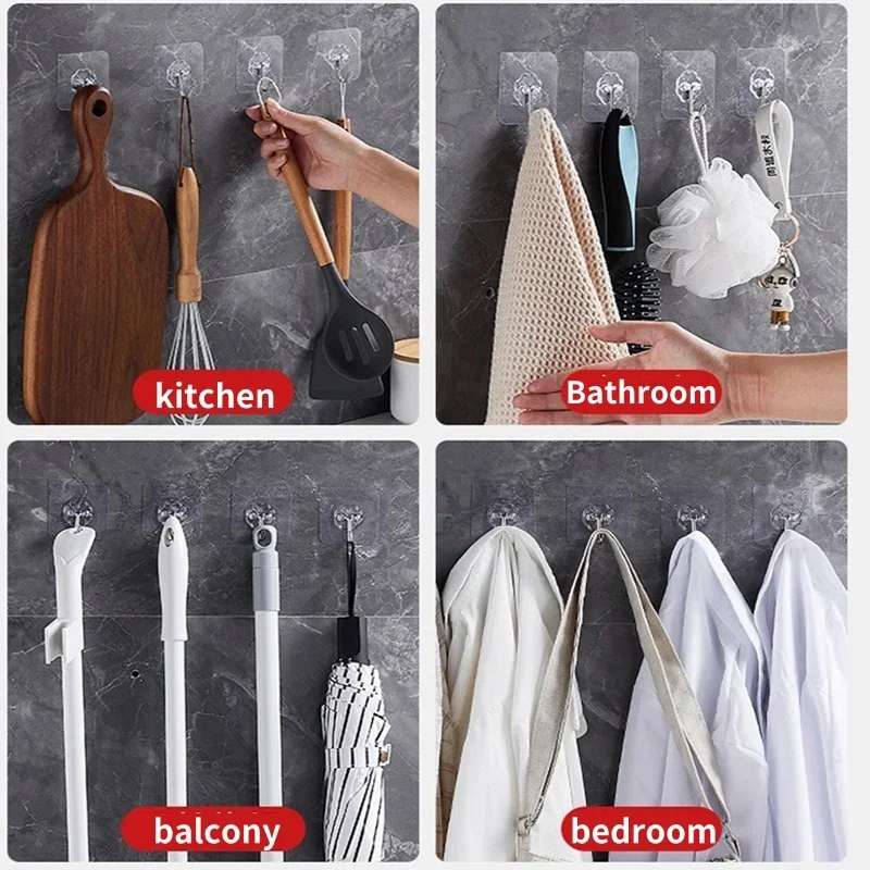 1/5/10/20/40Pcs Transparent Strong Self Adhesive Door Wall Hangers Hooks Suction Heavy Load Rack Cup Sucker for Kitchen Bathroom