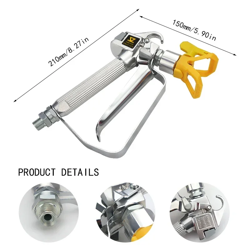 Airless Paint Spray Gun, High Pressure 3600 PSI with 4 x Swivel Joint 211,415,517,621 and 6 x Filter