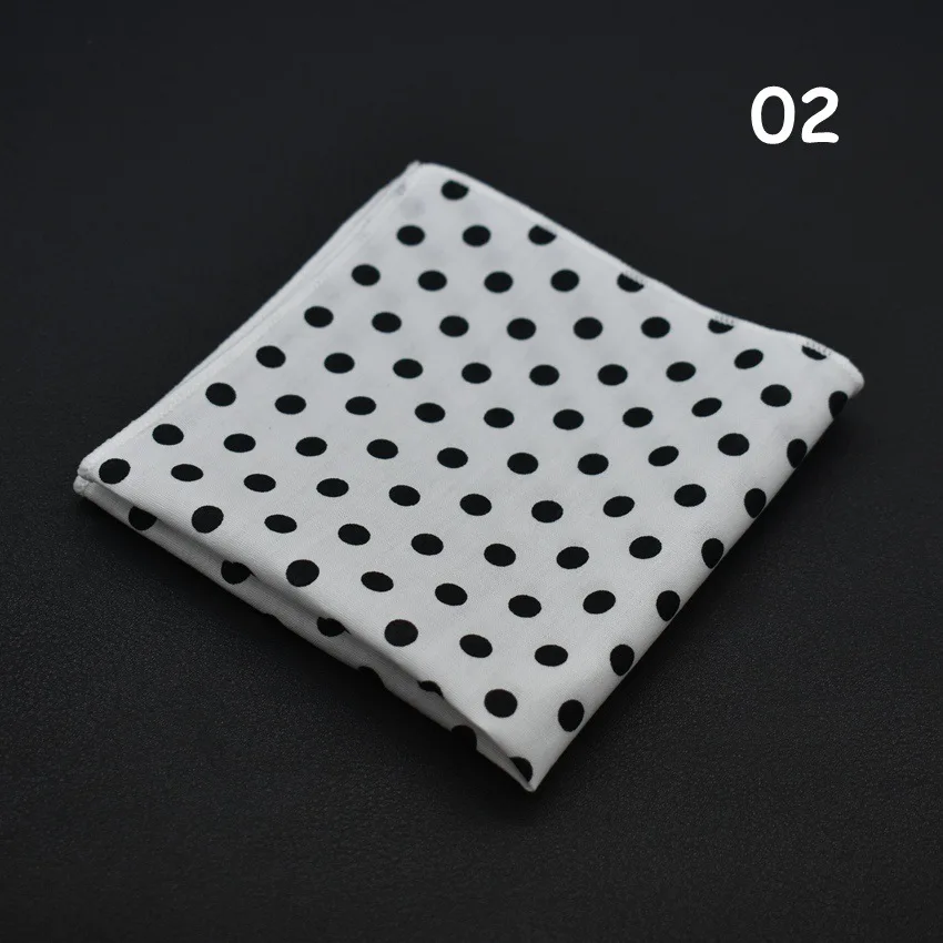 Men\'s Polka Dot Pocket Square Cotton White Navy Handkerchief Formal Dress Wedding Party Suit Scarf Bridegroom Chest Towel Hanky