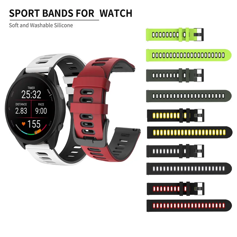 

20mm Sports Silicone Strap Waterproof Band for Garmin Forerunner 165 245 55 158 645 / Active 5 / Vivoactive 5 3