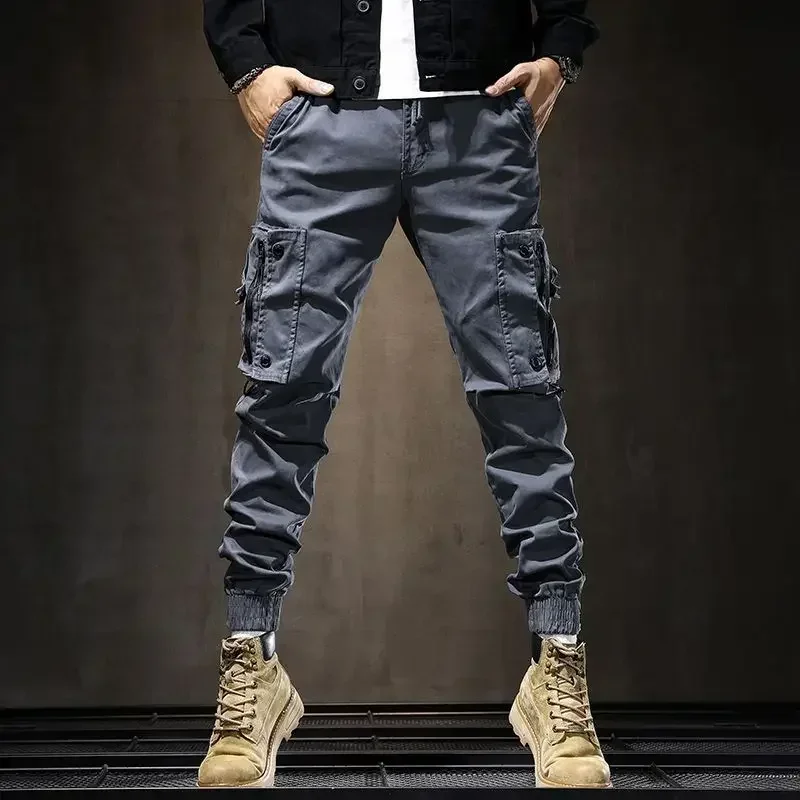 Male Trousers Loose Autumn Men's Cargo Pants Motorcycle Biker Slim Luxury Harajuku Casual With High Quality Slacks Clothing