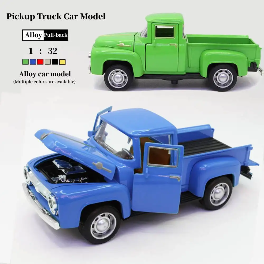 

1/32 Metal Red Truck Model 4 Doors Can Be Opened Vintage Alloy Pull-Back Diecast Car Model Collection Decor Boys Kids Toy Gifts