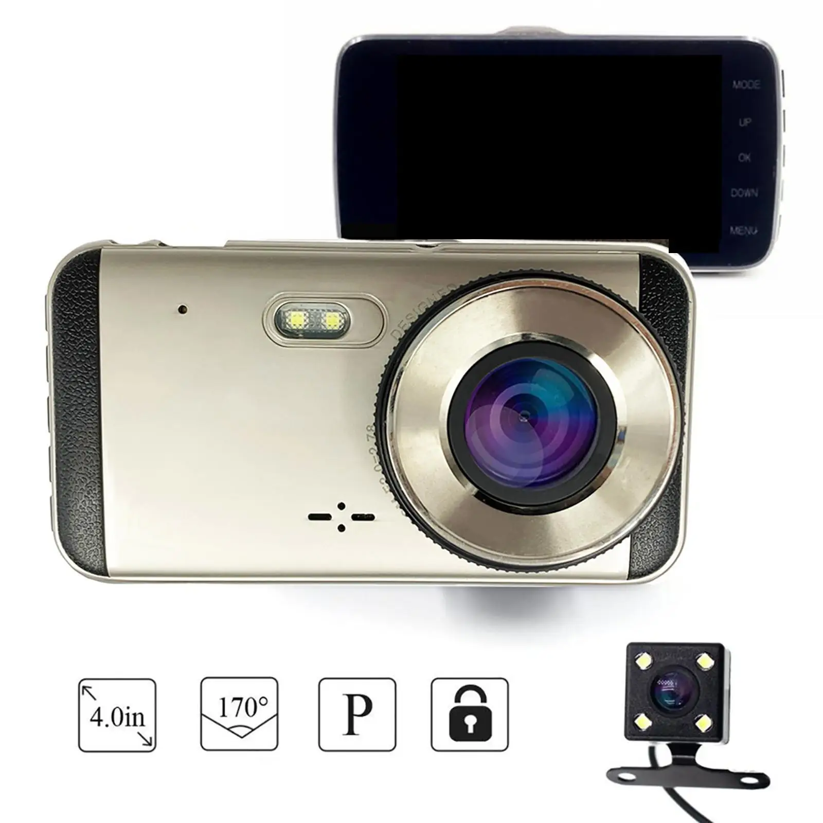 

Car DVR 4.0 inch Dual Lens Car Camera Auto DVR Camcorder Full HD 1080p Night Vision Dash Cam Parking Recorder