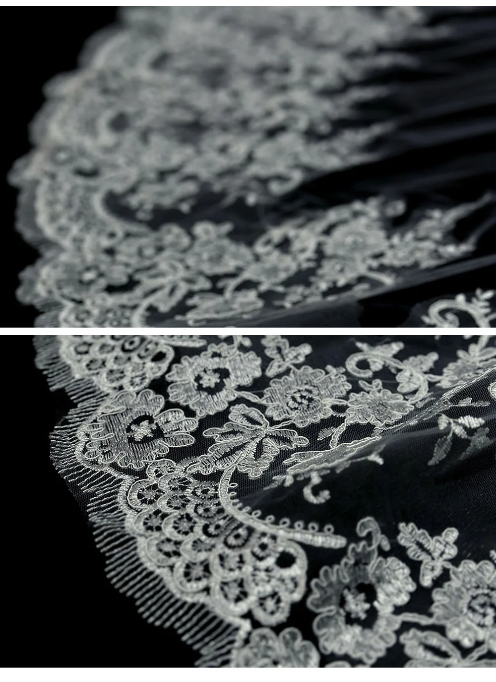 Lace Wedding Veils High Qualiy Tulle with Lace Applique Bridal Veils with Comb 2 Options