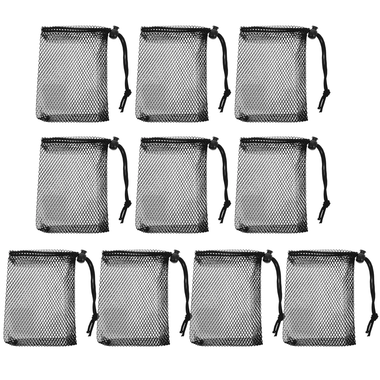 

10pcs Mesh Drawstring Bags Large Breathable Storage For Baseball Tennis Golf Balls Beach Swim Gear Adjustable Polyester Net