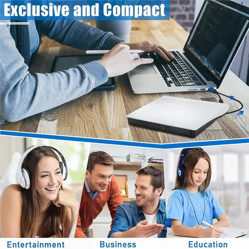 [B24B!】 USB3.0 Type-C External CD DVD RW Drive Burner DVD Optical Drives Reader Optical Drives For PC And Mac