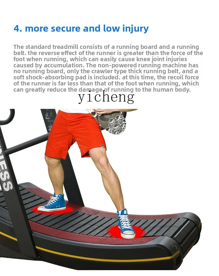 TQH Non-Powered Treadmill Commercial Professional Cardio Equipment Gym-Specific Curved Mechanical No Power No Plug