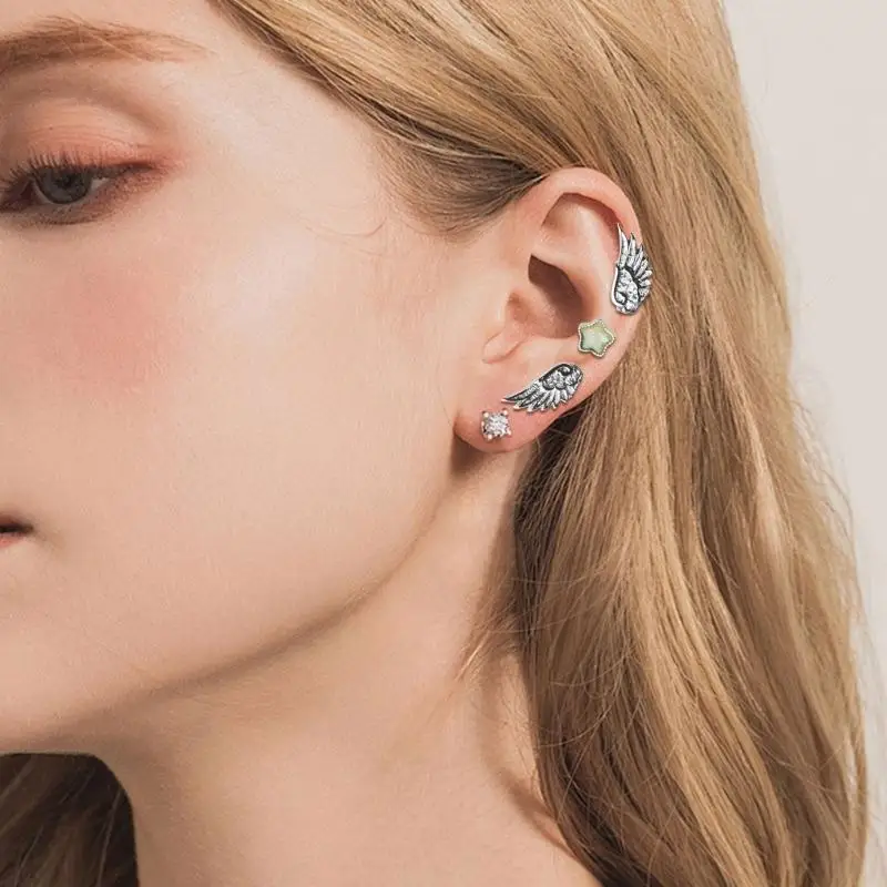 

D46E Five Pointed Star Angel Wing Earrings Set Ear Accessories for Special Occasions