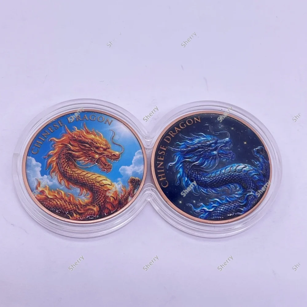 Fantasy Dragon 1oz .999 Copper Commemorative Coin Fire Ice Galaxy Dragon Medal Metal Collectible Coin Collection Souvenir Gift - view 2