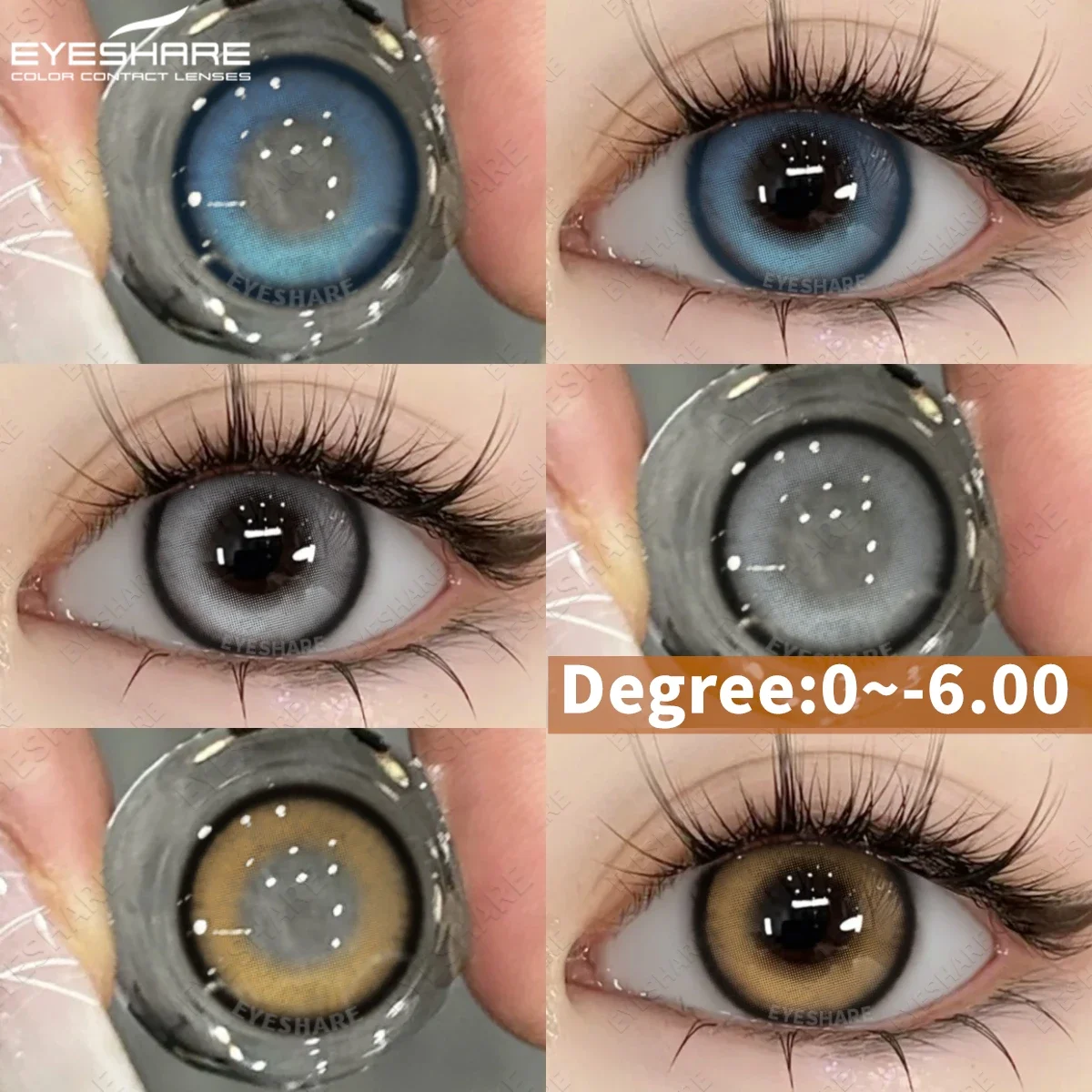 EYESHARE Color Contacts Lenses With Prescription Gray Pupils Natural Brown Contact with Degree Yearly Fashion Blue Myopia Lenses