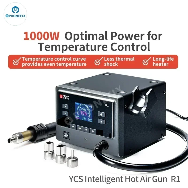 YCS R1 Intelligent Hot Air Desoldering Station 1000W 110V/220V Heat Gun BGA Rework Station for SMD Chip CPU Soldering Repair